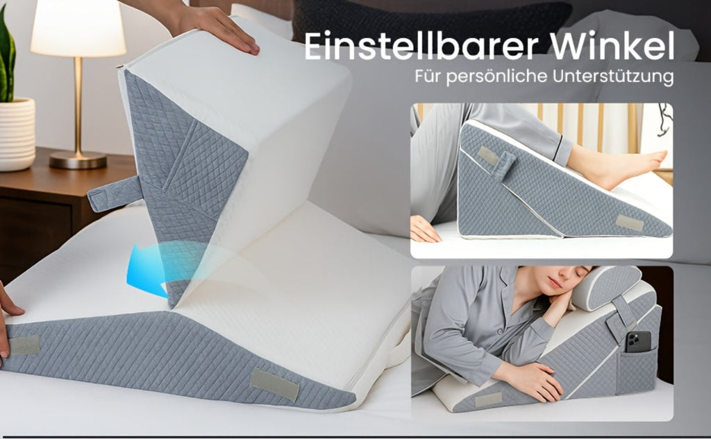 Almohada de Cuña Ajustable para Reflujo Ácido y Apnea del Sueño - Cama y Sofá con Soporte para Cabeza/Piernas y Espalda para ERGE, Ronquidos, Noches - Almohadas de Espuma de Alta Densidad para Leer y Ver TV