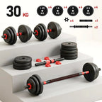 Mancuernas Ajustables de 30 kg, Juego de Pesas con Barra Libremente Combinable con Barras ConexióN, Pesos Fitness para Hombres/Mujeres.