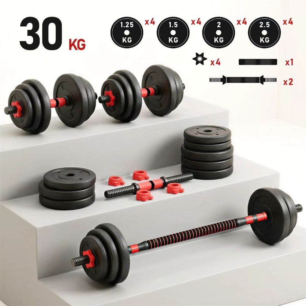 Mancuernas Ajustables de 30 kg, Juego de Pesas con Barra Libremente Combinable con Barras ConexióN, Pesos Fitness para Hombres/Mujeres.