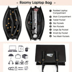 IGOLUMON Bolso de Mano para Mujer, Bolso Tote Grande Negro para Laptops de hasta 39.62 cm, Hecho de Cuero Sintético, Ideal para el Trabajo y la Escuela