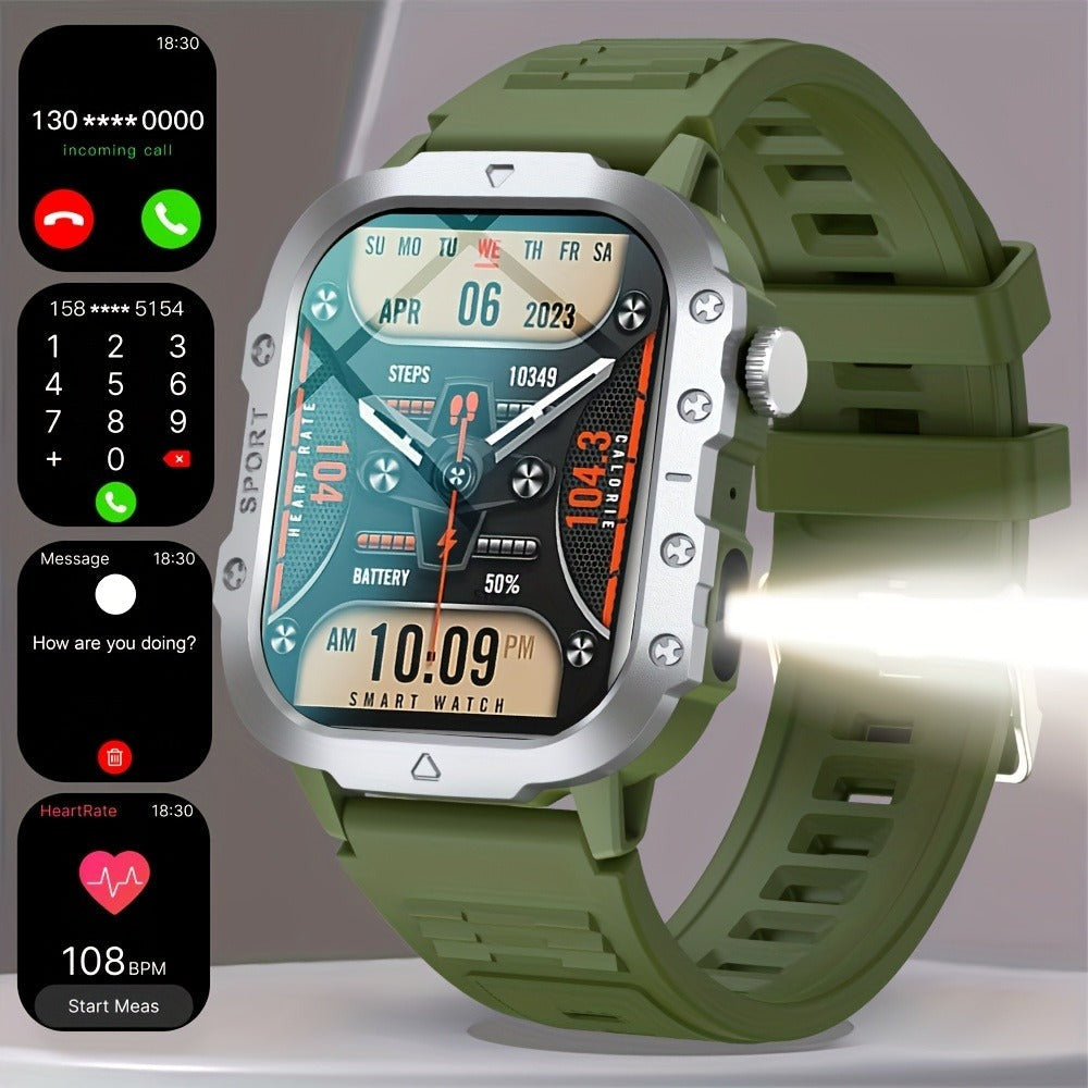 GWENLAND 2025 Smartwatch Estilo Deportivo - Pantalla de 2.2.54cm, Llamada Inalámbrica, Modos Multi-Deporte, Notificación de Mensajes, Foto Remota, Control de Música, Cuerpo de Aleación, Recargable por USB, Regalo Ideal para Entusiastas de la Aventura al A
