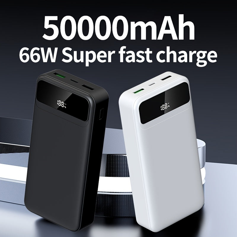 Batería externa | PD66W Carga Súper Rápida, Batería Portátil de Alta Capacidad 50000mAh, Pantalla LED de Energía/Puertos de Salida Rápida Dobles