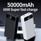 Batería externa | PD66W Carga Súper Rápida, Batería Portátil de Alta Capacidad 50000mAh, Pantalla LED de Energía/Puertos de Salida Rápida Dobles