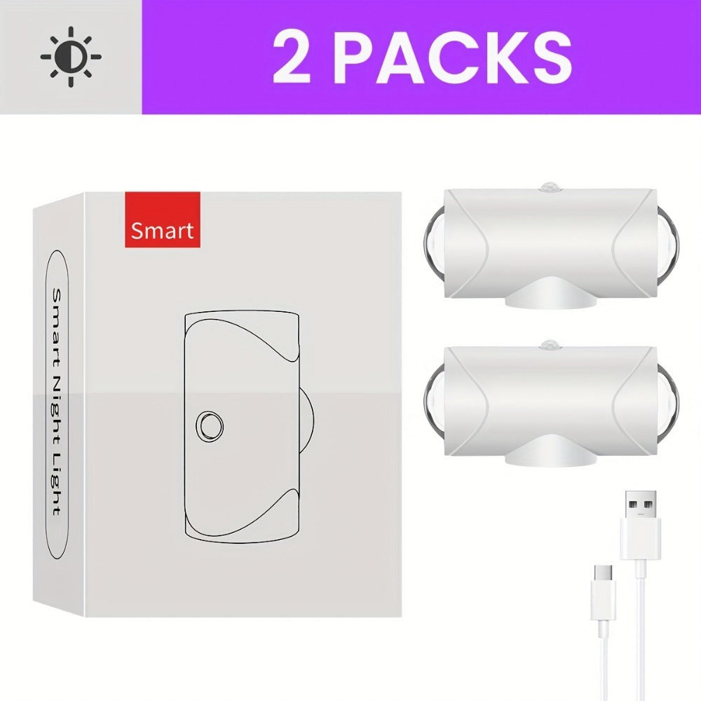 1pc O 2pcs O 4pcs Luz Nocturna con Sensor de Inducción RGB con Cable USB, Batería Grande de 1500Mah, Modo de Luz Constante e Inducción, Utilizada para Interiores, Cocina, Dormitorio, Escaleras, Etc.