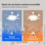 Ventilador de techo con Blanco en 3 Temperaturas de con Mando a Distancia -Motor DC Eficiente y Silencioso, 3 tonalidades, aspas desplegables retráctiles, 6 velocidades, control remoto, memoria, temporizador, silencioso y bajo consumo.