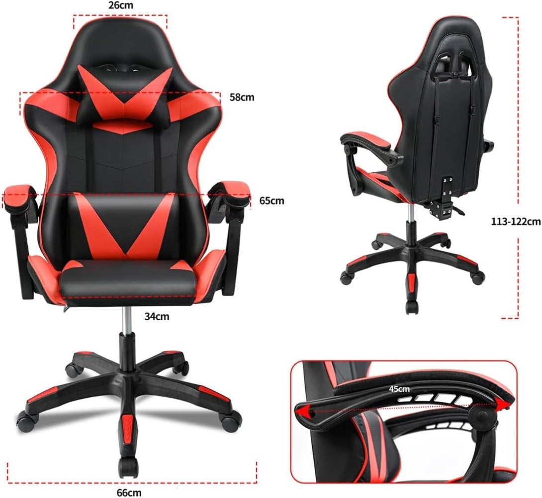 Silla Gaming para Escritorio, Oficina y Juegos Online Giratoria. Silla Cmoda de Altura Ajustable para Gaming ergonmica, de piel sintética. Silla racing de gaming videojuegos y de oficina. Es ergonmica y con diseño moderno (S001 7499 8499 )
