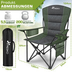 TRESKO® Silla de Camping Plegable hasta 200Kg | Silla Plegable con Bolsa Nevera, Portavasos y Bolsillo Lateral | Silla XXL Plegable Incluye Bolsa de Transporte | Silla de Pesca Acolchada para Exterior, Pesca, Festival y Jardín