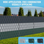 Tiras de PVC para pantalla de privacidad 450g/m², malla de valla de privacidad para jardín, 50m x 19cm, tapetes de doble varilla con 40 clips para terraza, patio, balcón, gris carbón, verde, gris claro
