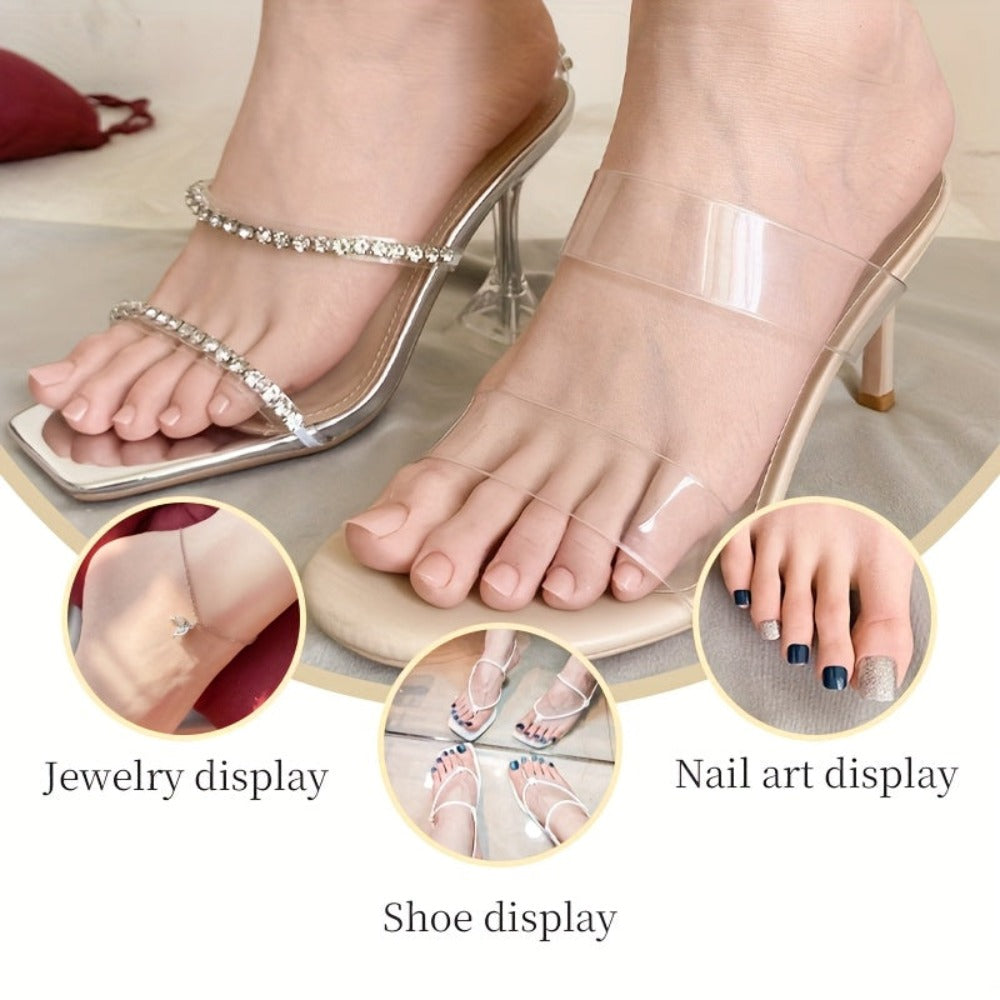 Modelo de Pie Artificial Realista con Dedos Activos Independientes - Textura Suave en Beige Claro y Estructura Esquelética Anatómica, Pies de Resina a Tamaño Real con Movimiento Independiente de Dedos, Ideal para Práctica de Uñas, Entrenamiento de Masajes