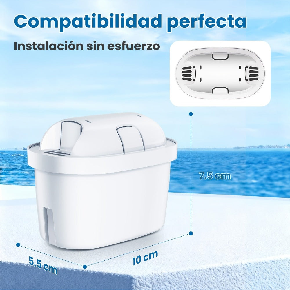 Paquete de 6 cartuchos de filtro de agua para jarra con filtro de agua B, jarra y hervidor con filtro de agua - Elemento filtrante de carbón activado para uso doméstico y exterior, reduce el cloro, la cal y las impurezas para un gran sabor