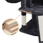 Costoffs Árbol para gatos de 107 cm con plataforma de observación, cueva para gatos, 5 postes de sisal, cueva de descanso, rascador y bola de felpa colgante, mueble para gatos
