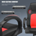 Silla de Oficina, Asiento Ergonómico de Respaldo Alto con Reposabrazos Acolchados y Transpirables, Base Duradera, Soporte Lumbar, Superficie de Cuero Sintético para Juegos, Hogar u Oficina, Silla Gamer