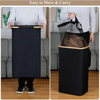 Cesto de Ropa Sucia con Tapa y Asas: 72L o 100 L,2 Clasificaciones, Plegable, Bolsa Interior a Maquina - Solucion Elegante y Pratica para la Lavandera en tu Dormitorio,Cubo Ropa Sucia