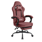 Silla de gaming SUKIDA de tela, silla de gaming ergonómica con reposapiés, silla de carreras para ordenador ajustable con soporte lumbar, silla ergonómica para PC negra
