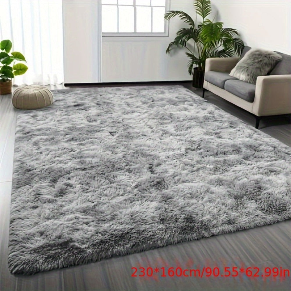 Alfombra Grande de Felpa, 160 X 230Cm, Alfombra Rectangular de Felpa Gris Claro y Negra Teñida Anudada, Antideslizante y Esponjosa, Alfombra de Dormitorio de Felpa Súper Suave y Esponjosa, Adecuada para Dormitorios y Salas de Estar
