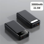 Power Bank de Alta Capacidad 50000mAh con Carga Súper Rápida, Interfases USB/Type-C/Micro, Equipado con Lámpara LED y Pantalla de Nivel de Batería. Adecuado para Cargar Rápido iPhone y Dispositivos Android. Fuente de Energía de Emergencia