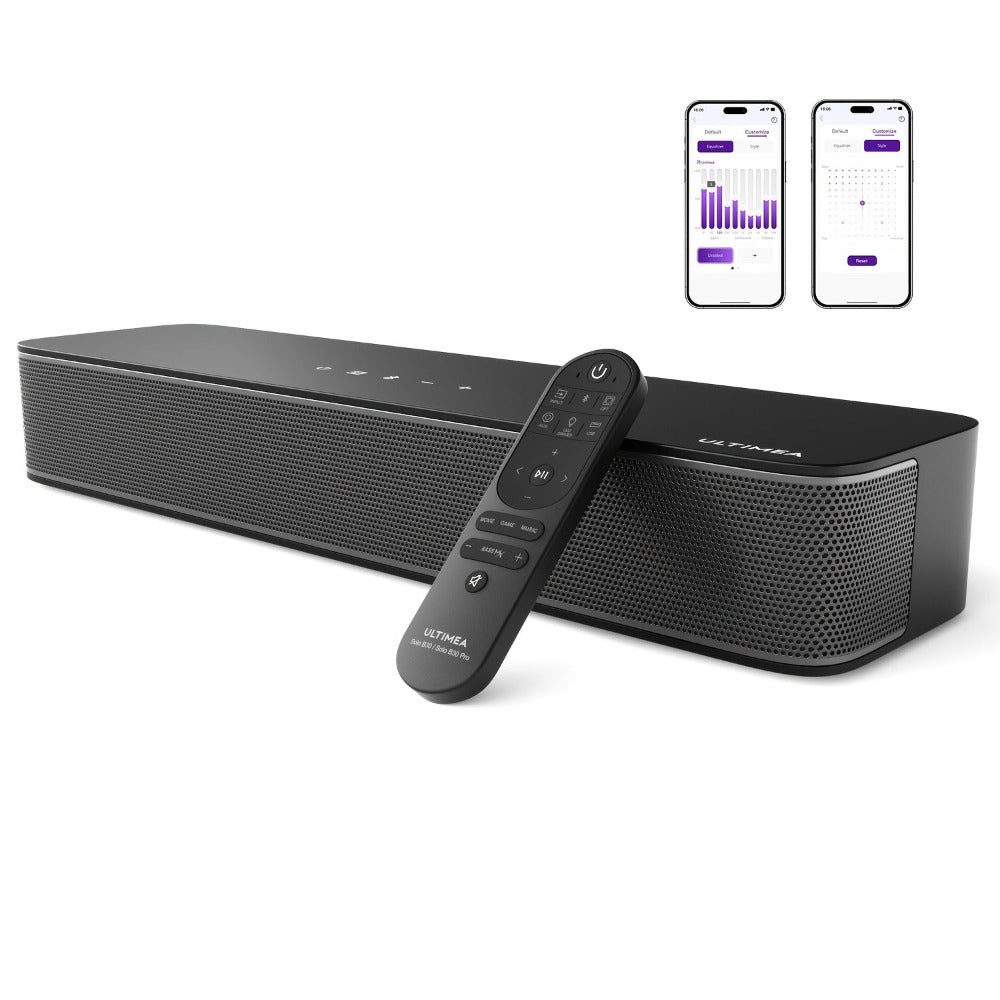 ULTIMEA 2.1ch Mini Barra de Sonido para TV, Barra de Sonido PC Todo en Uno para Juegos, Control por APP, Potencia Máxima 120W+Potencia Máxima 132W, Subwoofer Incorporado
