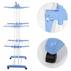 Tendedero de ropa, 4 Niveles Tendederos Plegables Vertical con Ruedas Amplio Espacio de Secado Tendederos, Acero Inoxidable Tendal para Exterior y Interiores