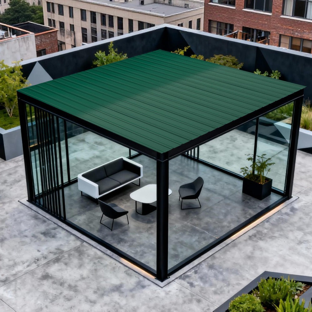 22 piezas de láminas trapezoidales de acero galvanizado de alta resistencia con tornillos y 200 clavos - Paneles de metal corrugado para techos, revestimiento de paredes, vallas, cobertizos y estructuras al aire libre (Negro/Gris, 108x42.6cm, 0.25mm) - Fá