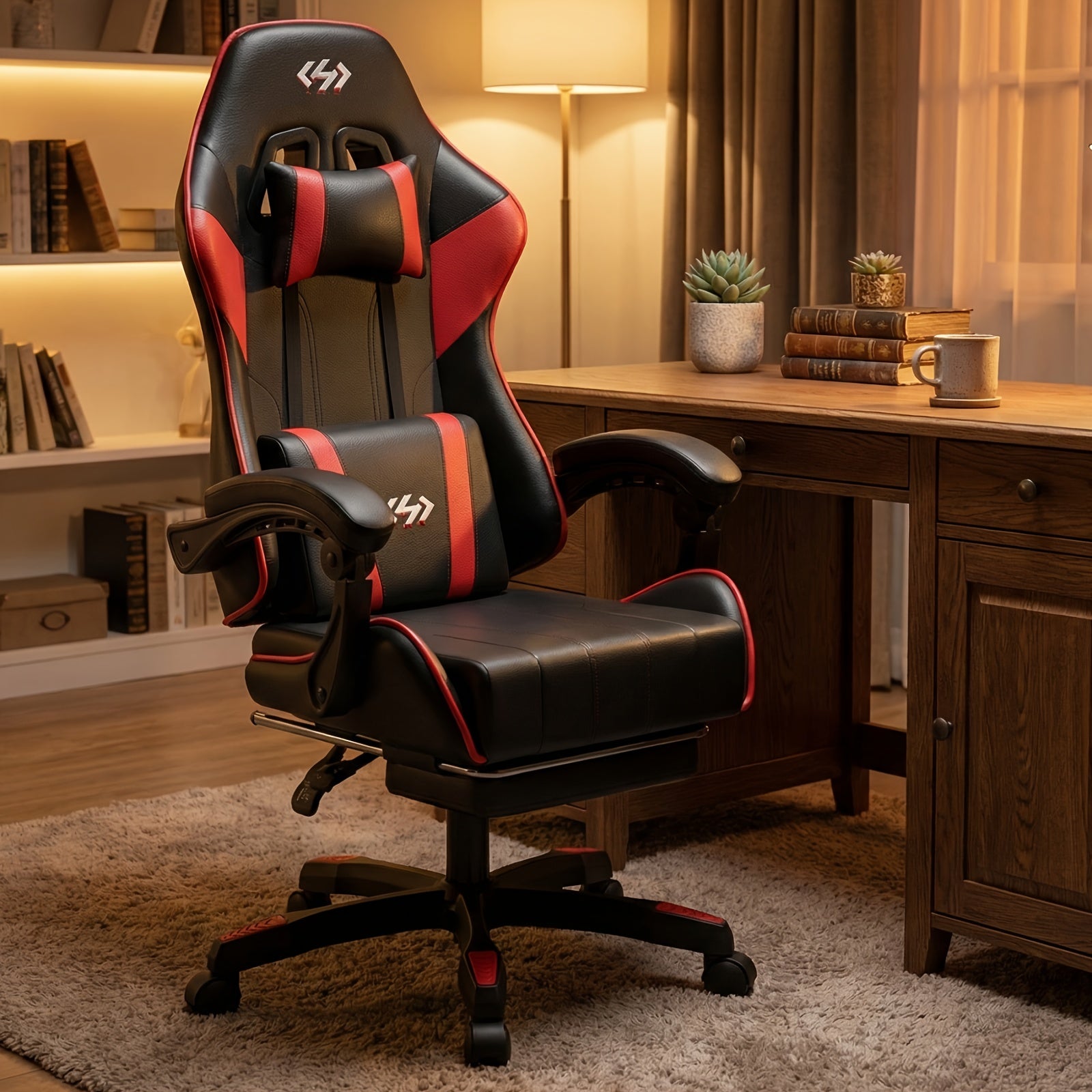 Silla de gaming ergonómica, silla de oficina con altura y respaldo ajustables, silla de oficina para computadora con soporte lumbar, reposapiés y reposacabezas, silla de gaming giratoria 360° con reposabrazos articulados