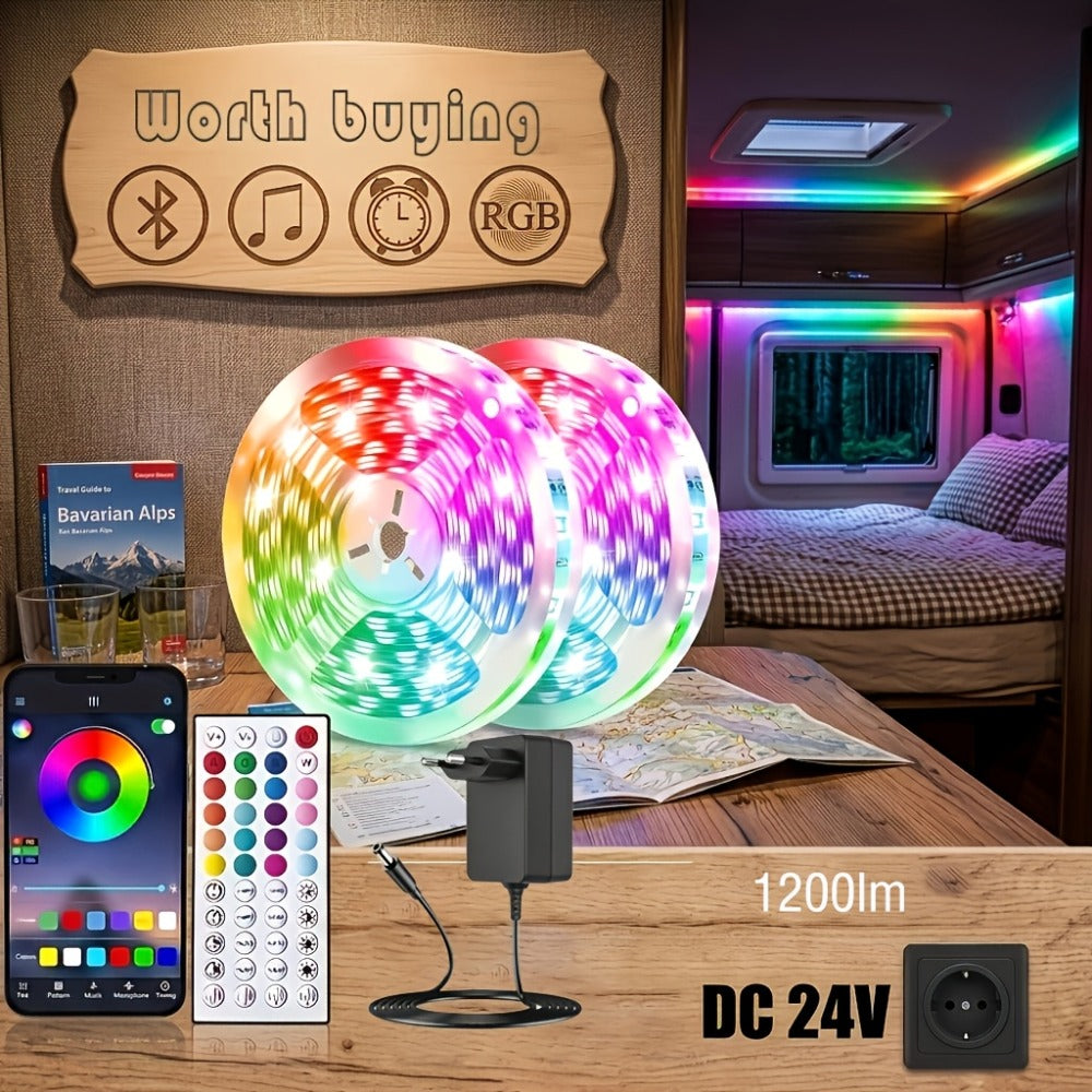 Tira LED | Tiras de luces LED inteligentes de 10M/15M/20M/30M con control remoto de 44 teclas, sincronización de música RGB y cambio de color, 20
