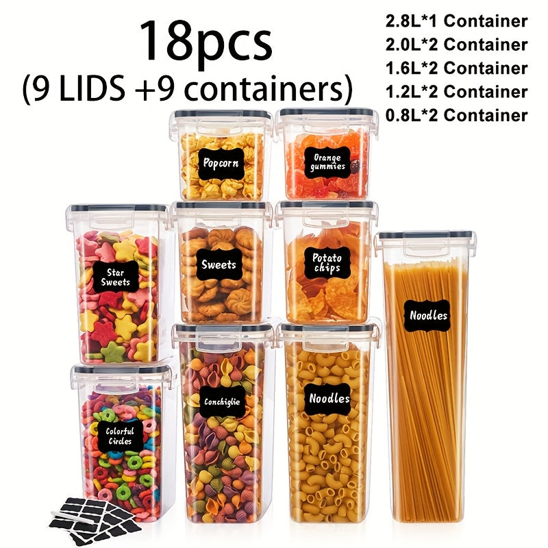 60/48/30/20/18/12 piezas de Recipientes Herméticos para Alimentos con TAPAS - Ideales para Organizar y Almacenar Granos, Arroz, Pasta, Té, Frutos Secos y Café en la Despensa de la Cocina - Incluye Etiquetas y Marcadores (30/24/15/10/9/6 TAPAS + 30/24/15/1
