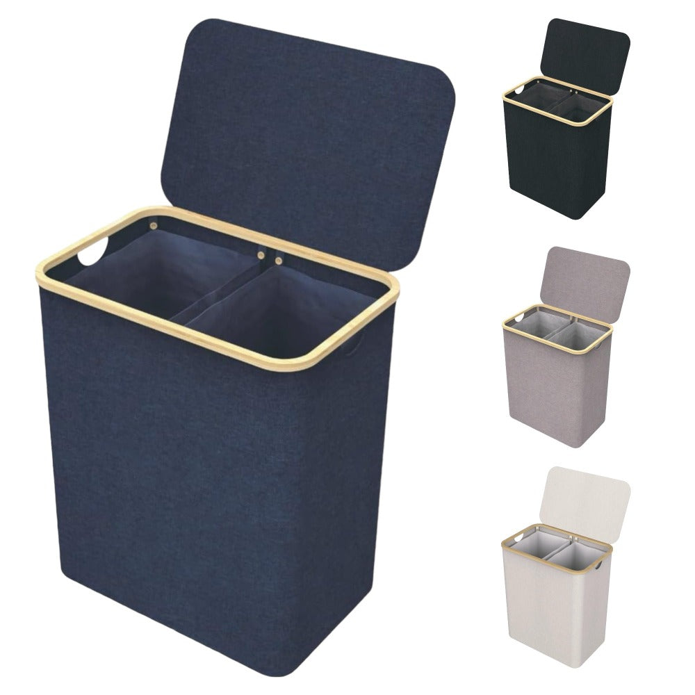 Cesto de Ropa Sucia con Tapa y Asas: 72L o 100 L,2 Clasificaciones, Plegable, Bolsa Interior a Maquina - Solucion Elegante y Pratica para la Lavandera en tu Dormitorio,Cubo Ropa Sucia