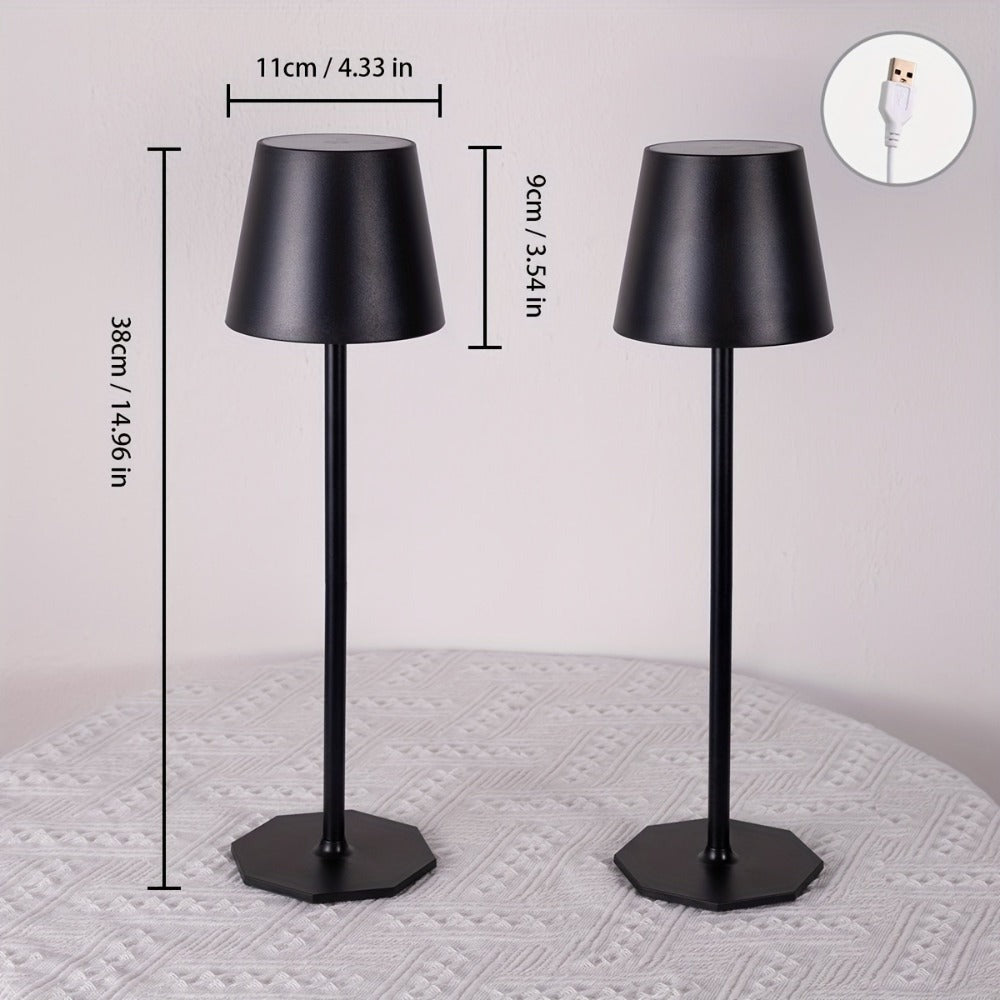 Lámpara de escritorio inalámbrica, paquete de 2, lámpara LED portátil, alimentada por interfaz USB, con función de atenuación ajustable de 3 colores, adecuada para restaurantes, dormitorios/bares, fiestas al aire libre/camping/luces nocturnas de cafetería
