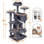 Costoffs Poste para Rascar de Gatos de 138 cm, Árbol Resistente con Pelota de Juego y Cueva para Gatos, Torre de Rascado y Escalada para Gatos, Casa para Gatos