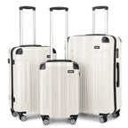 Juego de 3 maletas beige con diseño de panda, equipaje rígido de ABS para camping con ruedas giratorias y cerradura de combinación, regalo para la vuelta al cole, Black Friday, Día de Acción de Gracias y Navidad