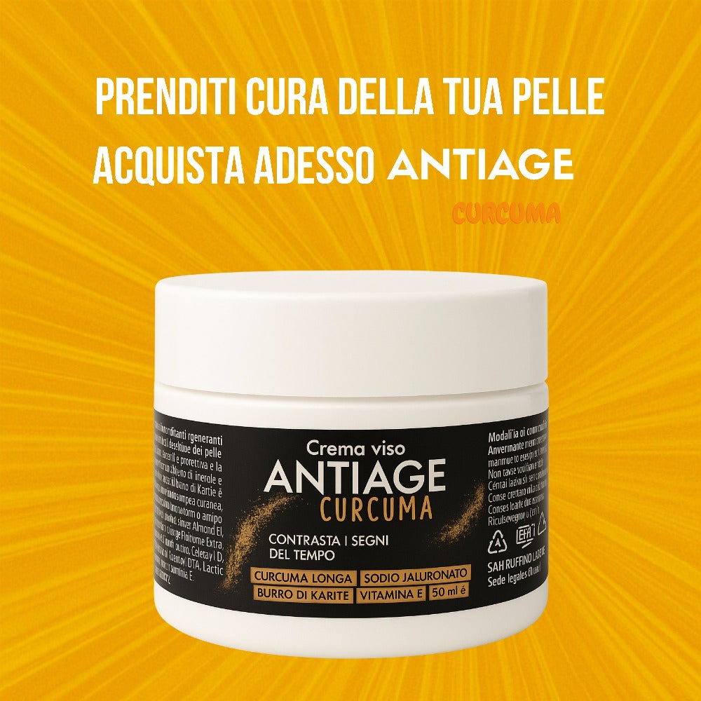 Crema Facial Antirrugie con Cúrcuma y Vitamina E – Hidratante y Regeneradora con Mantequilla de Karité – Anti-Envejecimiento para Piel Seca y Grasa – Hombres y Mujeres – 50ml
