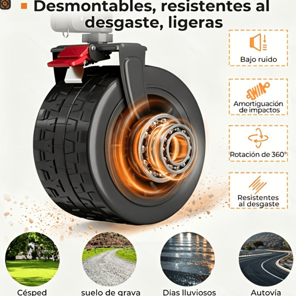 Carro plegable todoterreno de alta resistencia de 300L, carro profesional con certificación GS, ruedas de PU de 17cm con frenos, lona duradera gris oscuro Jet Black, plegable para sitios de construcción/camping, carro profesional