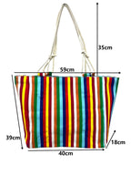 TOTE BAG Grande Rayas Multicolor – BOLSO DE PLAYA de Lona con Asas de Cuerda, Capacidad Extra, 6 Colores Disponibles