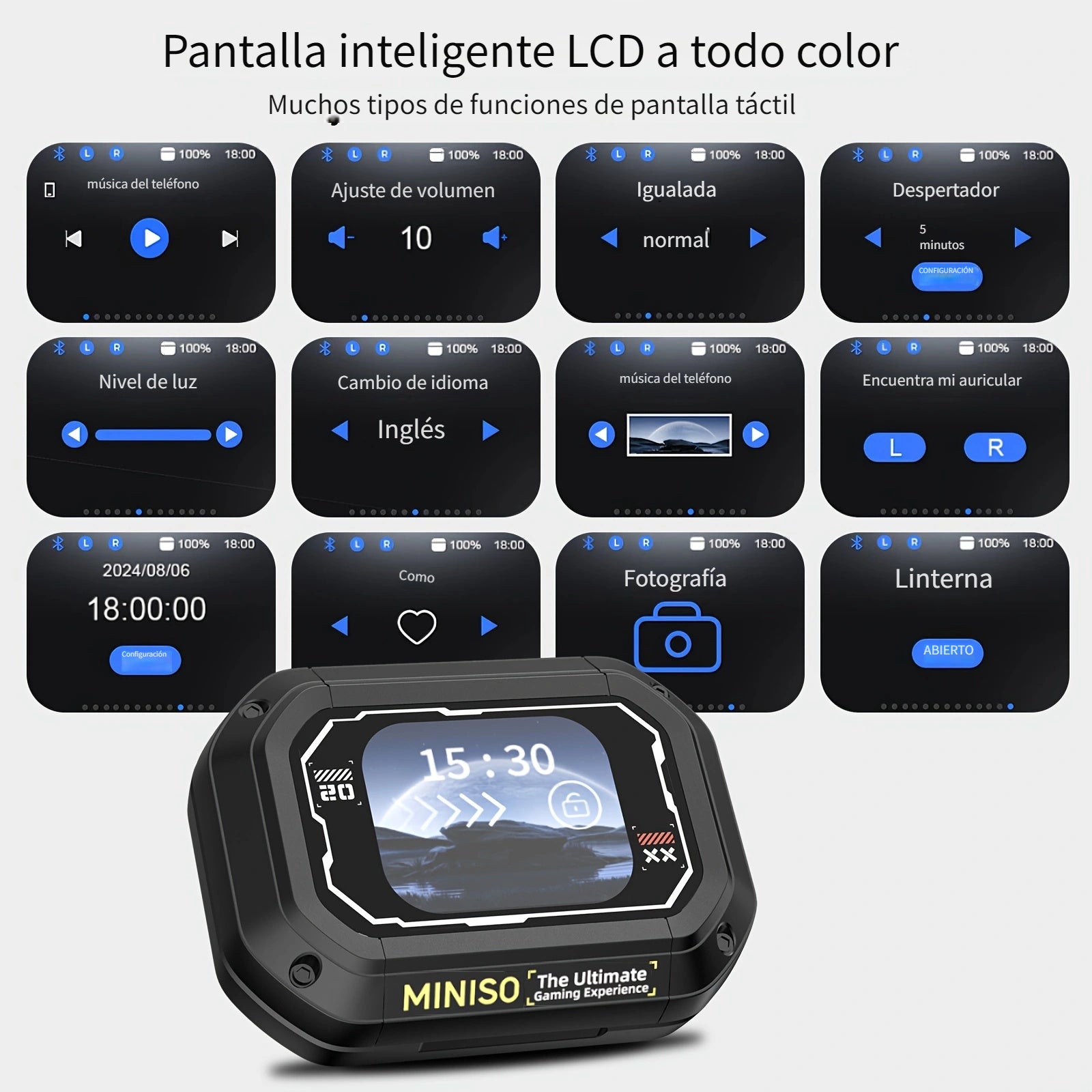 Auriculares Bluetooth para música, llamadas y deporte | Pantalla táctil