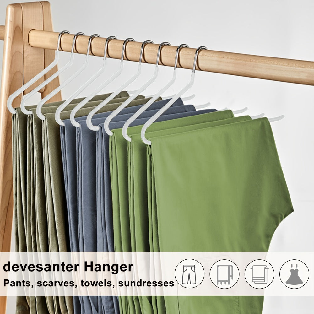 Juego de 20 perchas para faldas, perchas doradas antideslizantes para pantalones, perchas para abrigos que ahorran espacio con revestimiento antideslizante, perchas multifuncionales para pantalones, adecuadas para pantalones, bufandas, jeans, faldas, etc.
