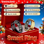 Anillo Inteligente GWENLANDFashion - Conexión Inalámbrica, Gestión de Fitness y Sueño, Capacidad de Batería 15mAh (Talla 8) / 18mAh (Talla 9-13), Fotografía de Ondas, Múltiples Modos Deportivos, Material de Acero Inoxidable - Ideal para la Vida Diaria, Fi