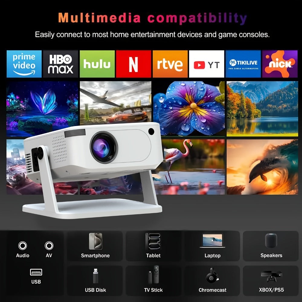 Mini proyector portátil con soporte 4K, proyector inteligente de películas, nativo 720P, con WiFi y tecnología inalámbrica 5.0/150ANSI, pequeño y ligero, fácil de transportar, compatible con TV, teléfono móvil y portátil, para viajes, camping, reuniones,