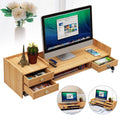 Organizador de escritorio de madera con cajones, material de oficina, escritorio de computadora, mesa de escritorio