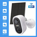 Cámara de seguridad inalámbrica con panel solar para exteriores LaxiHub, visión nocturna FHD de 3MP, foco, batería sin cables de 5200mAh, detección humana PIR, audio bidireccional, almacenamiento en tarjeta SD/nube, cámara de visión nocturna a color, cáma