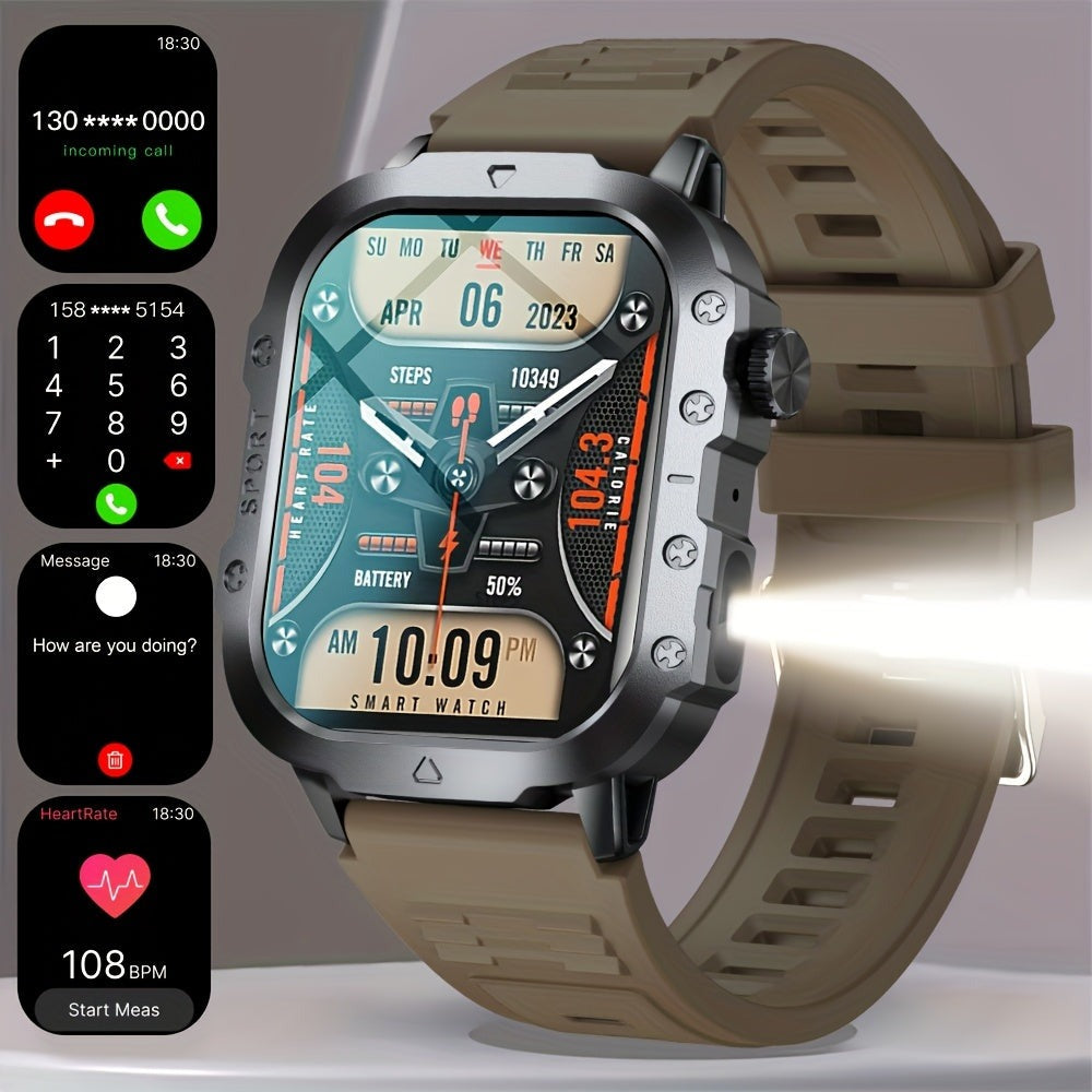 GWENLAND 2025 Smartwatch Estilo Deportivo - Pantalla de 2.2.54cm, Llamada Inalámbrica, Modos Multi-Deporte, Notificación de Mensajes, Foto Remota, Control de Música, Cuerpo de Aleación, Recargable por USB, Regalo Ideal para Entusiastas de la Aventura al A