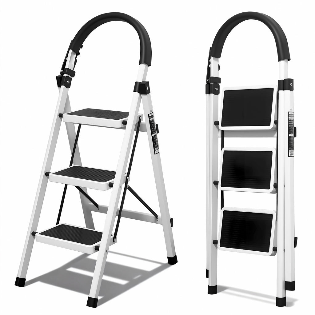 Escalera plegable doméstica de acero aleado con pasamanos antideslizante