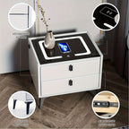 Mesita de noche, organizador de mesita de noche con luz LED, mesita de noche de 2 cajones, cómoda para sala de estar/dormitorio