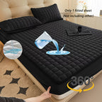 1 pieza Protector de colchón impermeable de alta calidad, sábana bajera ajustada, fabricada con tecnología de gofrado Soundwave, cubrecama suave y cómodo, lavable a máquina, apto para dormitorios, hoteles, residencias estudiantiles, fundas de almohada y r