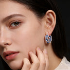 Pendientes de plata 925 de alta calidad para mujer con circonita sintética azul en diseño de corona, perfectos para ocasiones elegantes y a la moda. Regalos ideales para Navidad, San Valentín o cumpleaños, presentados en una hermosa caja de regalo.