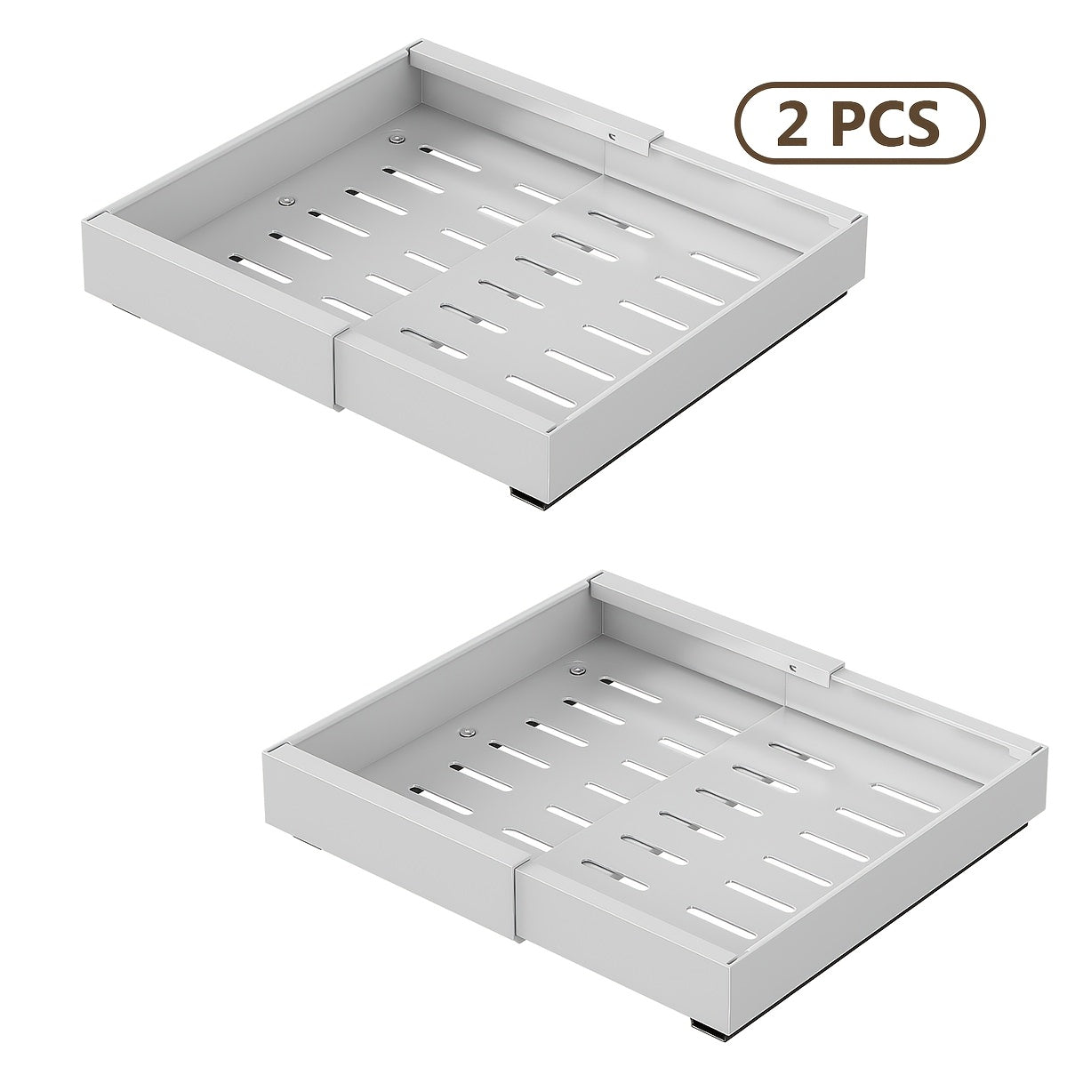 Organizador de gabinete extraíble y expandible de alta resistencia, con 3 rieles silenciosos, ancho ajustable (30.99 cm - 51.99 cm), apto para gabinetes de cocina, estantes extraíbles de gabinete