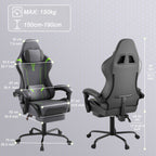 Silla Gaming Ergonómica con Soporte Lumbar Ajustable, Reposacabezas, Reposabrazos y Reposapiés, Ideal para Oficina y Gaming en PC, con Inclinación de 135° y Capacidad de Peso de 150 Kg