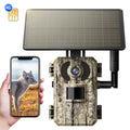 Cámara de Senderos Celular 4G LTE, Cámara para Juegos en Vivo 2K con Visión 360°, Tarjeta SIM Interna, Activación por Movimiento, Visión Nocturna a Color, Acceso Remoto desde Teléfono Móvil y Alimentada Solarmente