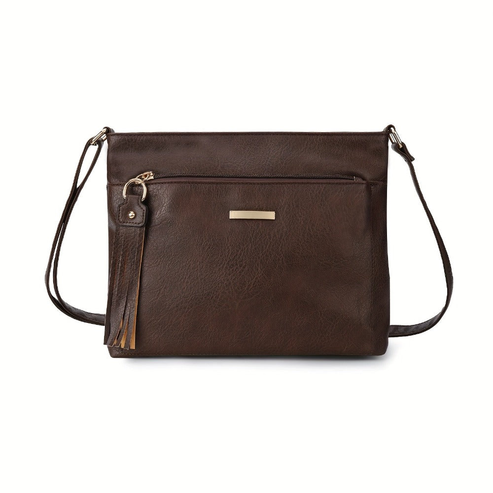 Nuevo Bolso de Hombro de Mujer Pu de Color Sólido a la Moda, Bolso de Ocio de Gran Capacidad para Viajes Diarios