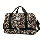 Maleta moderna con estampado de leopardo y amplio espacio, con compartimento separado para zapatos, correa de hombro ajustable, ideal para el gimnasio, yoga y escapadas de fin de semana, así como actividades de ocio y camping al aire libre