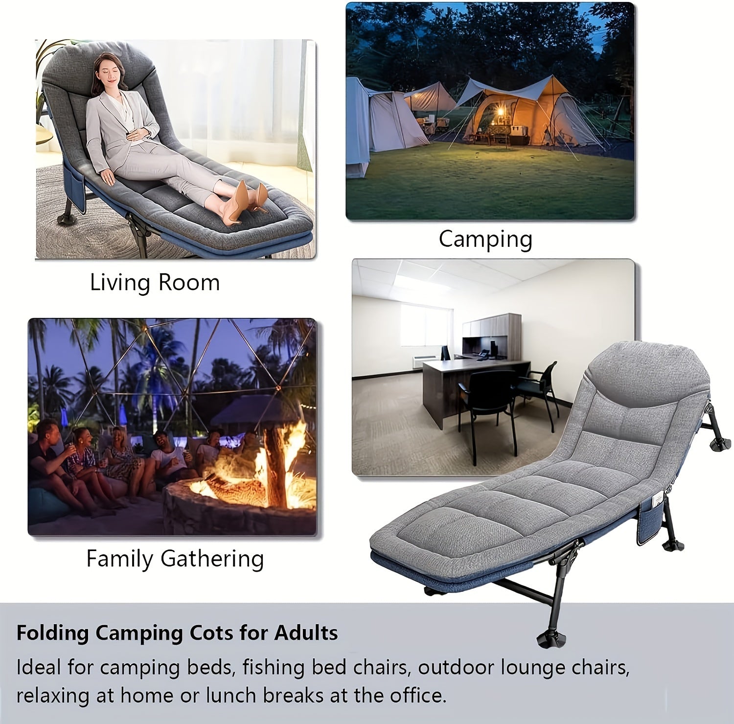 Camilla Solar de Jardín - Jardín Reclinable, Cama de Pesca, Pesca de Carpa con Bolsillo Lateral y Colchón, Camilla Solar Portátil Ajustable de 5 Velocidades para Exteriores